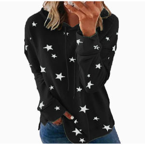 Sudadera gris de talla grande XXXL para mujer, Sudadera con capucha con estampado de estrellas para Otoño e Invierno para mujer con ajuste holgado - Product Image 2