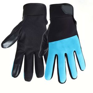 Gants de course à doigts entiers, noirs et bleus, en PU, antidérapants, pour activités de plein air, unisexes, fermeture auto-agrippante - Product Image 3