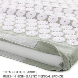 Tapis d'exercice d'acupression pour soulager la douleur, masseur portatif avec oreiller, ensemble de massage pour le dos, le cou, la relaxation musculaire (25 x 16 x 1 - Gris) - Product Image 2