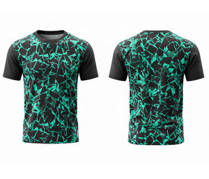 T-shirt décontracté d'hiver pour homme RICSA INTERNATIONAL, noir et rouge, manches courtes, 100% coton respirant - Product Image 1