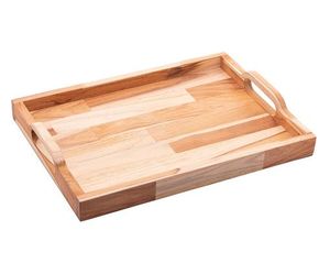 Plateau de service en bois au design moderne pour table à manger, surface polie, idéal pour servir le thé, le café et les repas - Product Image 3