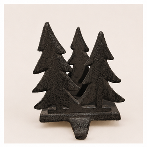 Heavy Duty Cast Iron Christmas Tree <b>Stocking</b> <b>Holder</b> Rustic 3-Tree Design Metal <b>Stocking</b> Hanger For Fireplace Mantel Durable Hook - Product Image 3