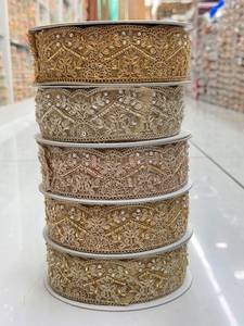 ลูกไม้ปักลายโลหะโพลีเอสเตอร์แบบกระจกเงา ขนาด 2 นิ้ว ซักได้ สำหรับงาน DIY และขายส่ง - Product Image 5