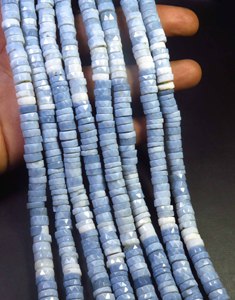 Hermosas Cuentas de Ópalo Azul Natural de 7.5 mm, Cuentas de Ópalo en Forma de Neumático Heishi, Hilo de 16 Pulgadas, Perforadas en el Centro, Facetadas - Product Image 6