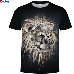 Camiseta de Hombre Talla Grande, Manga Corta, Cuello Redondo, Estampado Animal, Lobo con Ojos Rojos, Jersey Informal de Poliéster, Impresión por Sublimación - Product Image 3