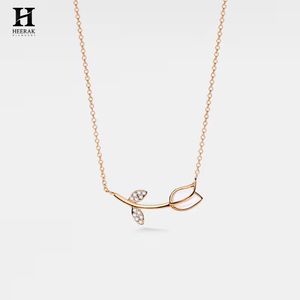ผู้ผลิตเครื่องประดับสั่งทำพิเศษ สร้อยคอรูปดอกทิวลิปทอง 14k ประดับเพชร สำหรับขายส่ง - Product Image 1
