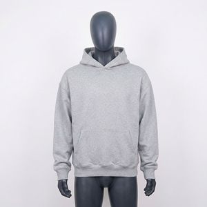 Custom Light <b>Grey</b> Pullover Hoodie Oversized Heavyweight Cotton <b>Fleece</b> Hooded Sweatshirt Plain Casual Streetwear Blank Hoo - Product Image 1