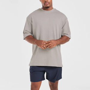 T-shirt basique surdimensionné pour homme, en coton épais avec design épaules tombantes, personnalisation de la marque pour les commandes en gros - Product Image 3