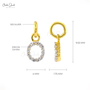 O Alphabet Charm Pendant with 0.9MM Round Cut Natural White Zircon Pendant 925 Sterling Silver Micron Plated Initial Jewelry - Product Image 2