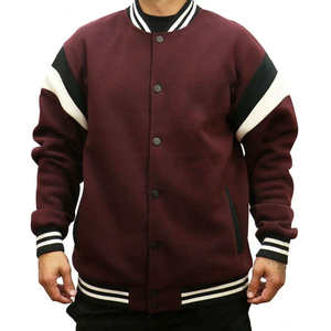 Chaqueta Varsity Negra para Hombre, Cuello Alto, Botones Cubiertos, Estilo Casual de Béisbol, 100% Algodón Transpirable - Product Image 1