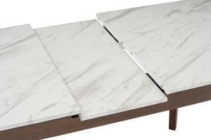 Luxury Extending Dining <b>Table</b> with High Pressure Laminated Marble <b>Top</b> and <b>Solid</b> <b>Wood</b> Legs for Modern Apartment - Product Image 4