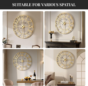 Large Gold Metal <b>Wall</b> <b>Clock</b> Arabic Numeral Decorative Round <b>Clock</b> for Living Room Home Office <b>Bedroom</b> Luxury Interior Decor - Product Image 5