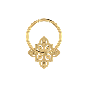AJRETAIL - Pin Nasal Étnico de Moda en Oro de 14K con Flor y Diamante de Corte Brillante Redondo de 0.04 Ct, Certificado GIA, Color HI, Claridad VS-SI - Product Image 4