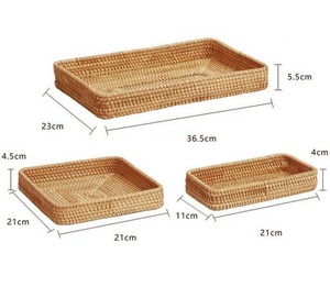 AVAILABLE Bulk Eco-Friendly Handmade Rattan Serving Tray Rectangular Storage Basket with Handles for Restaurant - Product Image 3