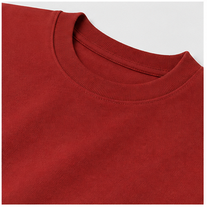 Camiseta de Manga Corta para Hombre, Color Rojo Ladrillo, Corte Holgado, Dobladillo Curvo, Algodón Compacto, MTS-OVR-0037 - Product Image 4