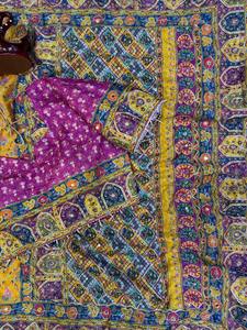 Sari de Seda Chinnon Suave PinkCityBlocks, Estampado Hermoso, para Bodas, Fiestas, Estilo Indio y Pakistaní, Color Cobre - Product Image 4