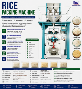 Machine d'emballage automatique de riz avec pesage métrique, double vis sans fin, équipement d'emballage VFFS pour sachets oreiller, pour riz et céréales - Product Image 1