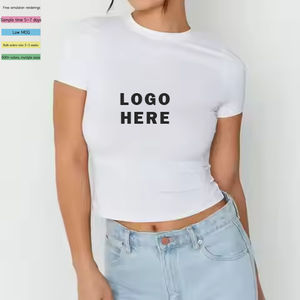 Camiseta ajustada lisa sin marca, diseño propio, para mujer, ropa de gimnasio, talla estadounidense, camisetas para mujer - Product Image 1