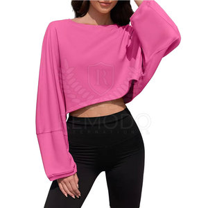 Wholesale Price Customize Design Full Sleeve Crop Top Sweatshirt Breathable Winter 100%Cotton Fiber Women Apparel <b>Crewneck</b> - Product Image 3