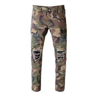 HAMIO SPORTS Jean Cargo Homme Uni Coupe Slim Effet Usé Déchiré Denim Taille Mi-Haute Style Décontracté Hiver Spandex/Coton Séchage Rapide