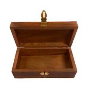 Handcrafted Hinged Wooden Box Open Lid Brass Latch <b>Storage</b> <b>Chest</b> Rectangular Wooden Keepsake Box Desktop Organizer Case - Product Image 1