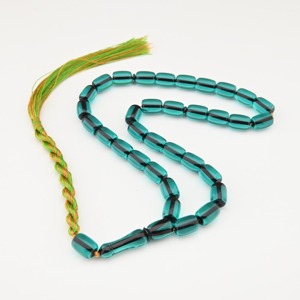 Vente en gros de perles de prière musulmanes ovales en bakélite vert olive foncé, perles faites à la main avec HWC - Product Image 4