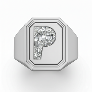 Anillo Solitario con Inicial del Alfabeto, Diamante de Laboratorio Certificado GIA IGI, Oro Fino 925, Plata, Joyería de Lujo, Regalo - Product Image 1