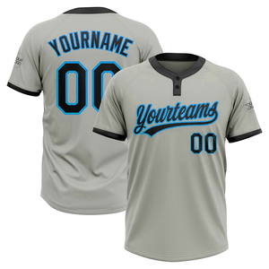 Camiseta de Béisbol Sublimada Personalizada, Gris, Negra y Naranja, Manga Corta, Cierre de Botones, Nombre y Número del Equipo Personalizados, Camiseta de Softbol para Hombre - Product Image 2