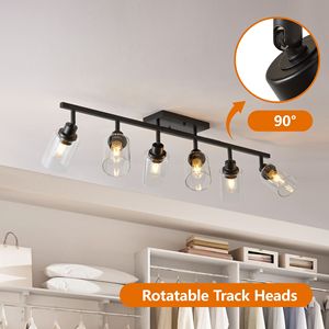 Kit di illuminazione a binario nero a 5 luci, applique da parete per bagno e luci orientabili a soffitto per cucina - Product Image 3