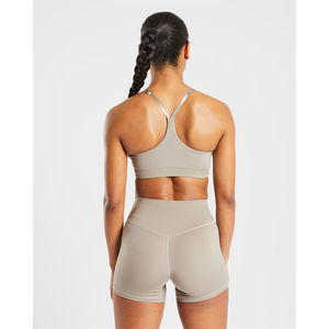 Soutien-gorge de sport taupe mat de haute qualité avec bretelles réglables au dos, décolleté en V, maintien élevé et nouveau soutien-gorge de sport pour femme - Product Image 3