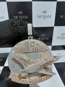 Colgante de Avión Personalizado de Plata de Ley 925 con Moissanita, Colgante de Jet Privado con Incrustaciones de Diamantes, Joyería Hip Hop - Product Image 3