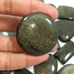 Natural Golden <b>Obsidian</b> Loose Cabochon Lot Flat Back Gemstone Wholesale Lot Silver Jewelry - Product Image 4