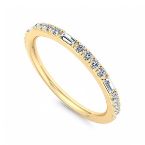 Lab Grown Diamond Baguette Round Band <b>Thin</b> Diamond <b>Ring</b> 14K 18K Gold Stackable Wedding Band Minimal Eternity <b>Ring</b> - Product Image 6