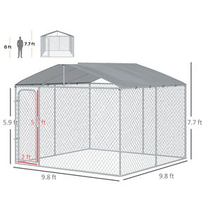 Grande Gabbia per Cani in Metallo Resistente alle Intemperie con Pareti Laterali in Rete e Copertura - Recinto Nero per Uso Esterno - Product Image 3