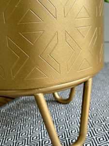 Stylish Gold Planter Pot With Stand Suitable For Home Decor Tabletop Plant Office <b>Display</b> And Interior Styling From India - Product Image 3