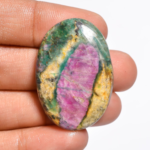 Natual Ruby Fuchsite Mezcla de piedras preciosas sueltas Forma Parte posterior plana Cabujón a granel Pulido a mano Venta al por mayor Cabinas de piedras preciosas semipreciosas - Product Image 2