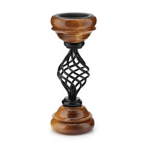 Quemador de incienso árabe de madera, Mabkhara con soporte de metal, quemador de incienso Oud, soporte tradicional de Bakhoor de Oriente Medio, decoración para el hogar - Product Image 1