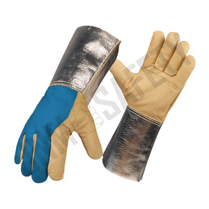 Gants de soudage TIG en cuir grainé de vachette avec manchette aluminisée haute protection thermique, doublure en tissu Para-Aramide ignifuge, usage industriel - Product Image 6