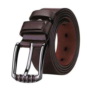 Cinturón Clásico de Cuero Genuino de Vaca, Alta Calidad, Correa Ajustable Cómoda, Hebilla de Aleación Casual, Transpirable, Estampado, Talla Grande - Product Image 1