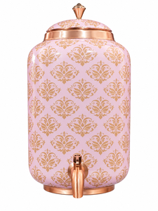 Distributeur d'eau en cuivre martelé fait main, pot à eau 100% cuivre pur avec robinet, distributeur de boissons traditionnel indien en cuivre - Product Image 1