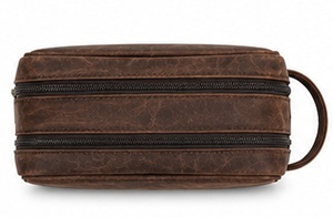 Premium Genuine Leather Eco-Friendly Durable Vintage Travel Bag Large Capacity Double Zipper Closure Soft Handle Cosmetic - Product Image 4