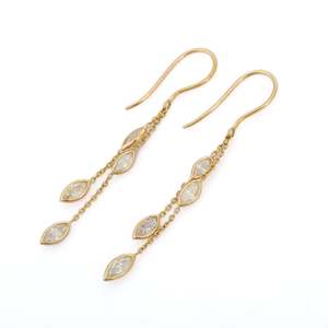 <b>Fine</b> Dangle <b>Earrings</b> 18K Layered Chain Diamond <b>Earrings</b> for Bridesmaids - Product Image 5