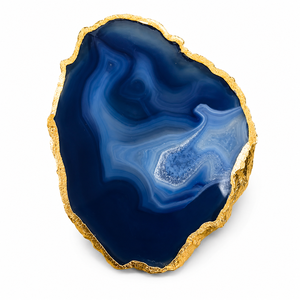 Wholesale Luxury Natural Blue <b>Agate</b> <b>Coaster</b> Slice Gold Edge Polished Gemstone Love Eco-Friendly Home Decor Table Gift - Product Image 1