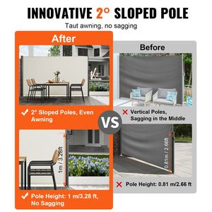 Tenda da Sole Retrattile in Alluminio per Patio 63FT X 118FT con Telo in Poliestere Impermeabile da 280g e Materiale PC - Product Image 3