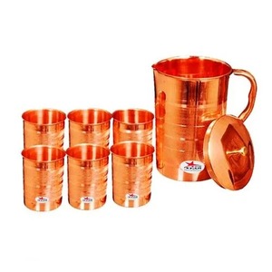 Pichet en cuivre à succès avec couvercle et poignée, grande capacité, design moderne et luxueux, pour usage domestique, décoratif, 100 % cuivre pur - Product Image 4