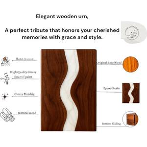 Urna funeraria artesanal de madera y resina con diseño de río, recuerdo conmemorativo para cenizas humanas, tamaño 9x5.5, caja para urna. - Product Image 3