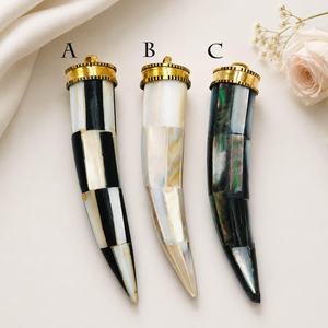 Vintage Horn Spike Pendant Necklace Antique Bronze Plated Unisex Fashion Jewelry Set handmade luxury horn pendant - Product Image 4
