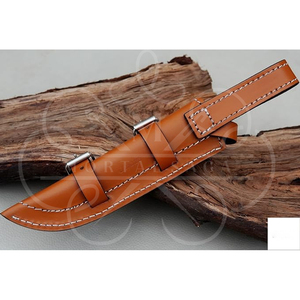 Étui en cuir marron fait main de qualité supérieure pour couteau à lame fixe avec boucle réglable pour ceinture, housse en cuir pour la chasse, le camping et les activités de plein air - Product Image 2