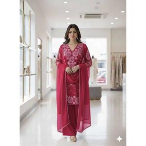 ชุดสาหรี่กะมีซทันสมัยสำหรับเทศกาลอีด  สำหรับงานแต่งงาน แห้งเร็ว ตกแต่งด้วยงานปักเลื่อม  พร้อมผ้าคลุมไหล่ - Product Image 1