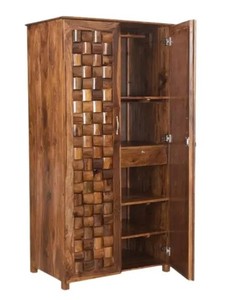 Armario Moderno de Madera Maciza Tallada en 3D | Armario de dormitorio de madera tallada a cuadros |   Cajón y Cerradura |   Comercio al por mayor B2B en India - Product Image 3